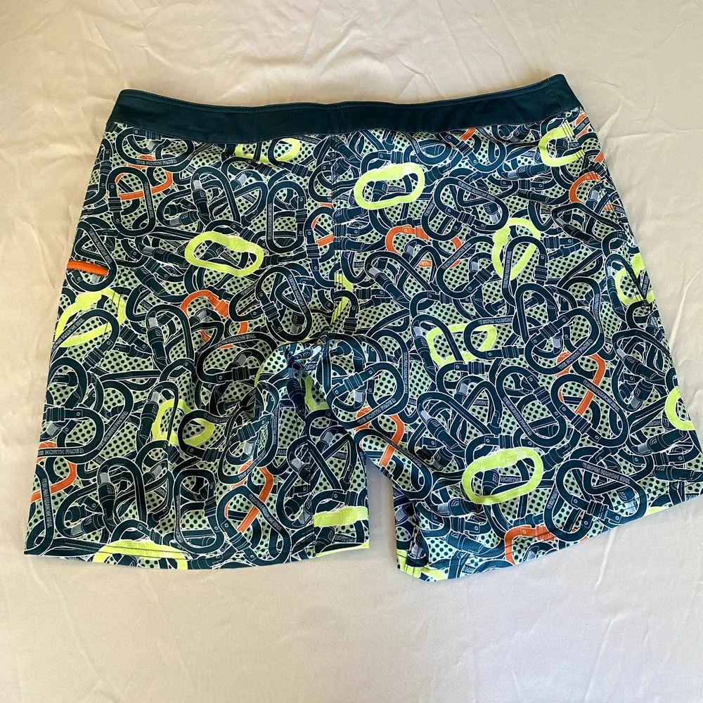 The North Face Board Shorts Mens 38‎ Blue Carabiner Print Hybrid Swimming Trunks